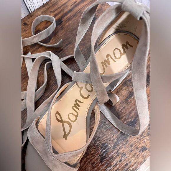 Sam Edelman Sheri Taupe Suede Ankle Wrap Sandals 7.5 - Picture 5 of 8